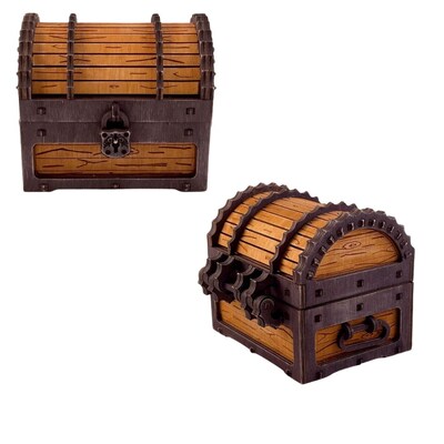 Urbalabs Wooden Pirate Treasure Chest Style Jewelry Box Medieval Treasure Chest Wood Jewelry Boxes Organizers Treasure Chest Multi Compart - image2